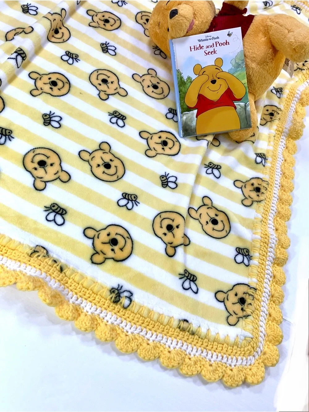 Disney Winnie the Pooh and Bees Crocheted Baby Blanket & Plush Set - Picture 7 of 11